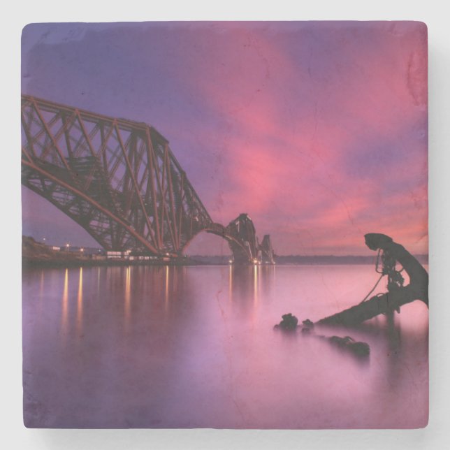 Forth Rail Bridge At Sunset | Scotland Stone Coaster (Front)