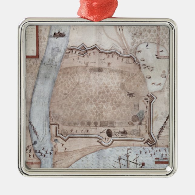 Fortified Encampment, Puerto Rico Metal Tree Decoration (Front)