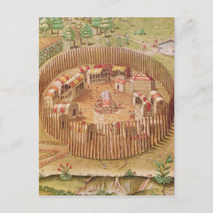 Fortified Indian Village, from 'Brevis Postcard