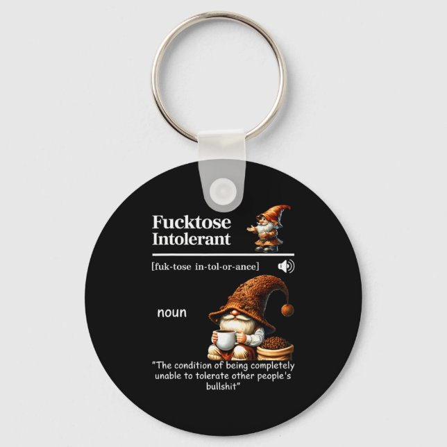 Fortose Intolerant Definition Funny Gnome Coffee  Key Ring (Front)