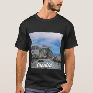 Fortress walls, rocky coast and sea in Croatia T-Shirt
