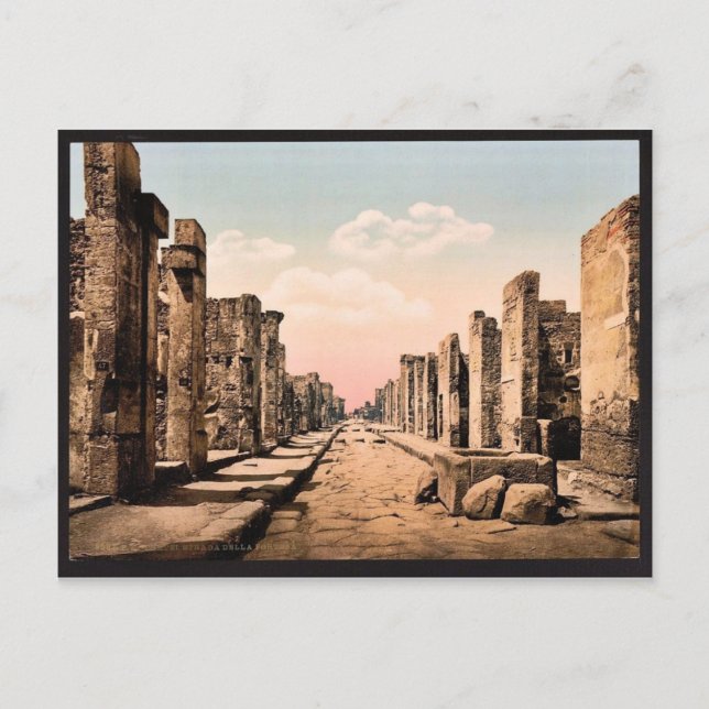 Fortuna Street, Pompeii, Italy vintage Photochrom Postcard (Front)