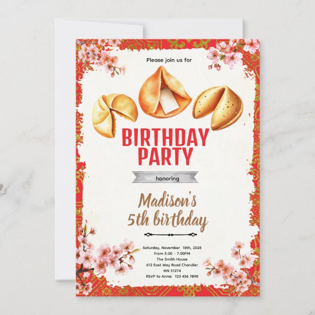 Fortune Cookie Birthday Invitation (Front)