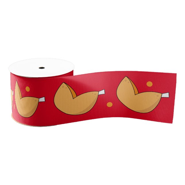 Fortune Cookie Chinese Good Luck Patterned Grosgrain Ribbon (Spool)