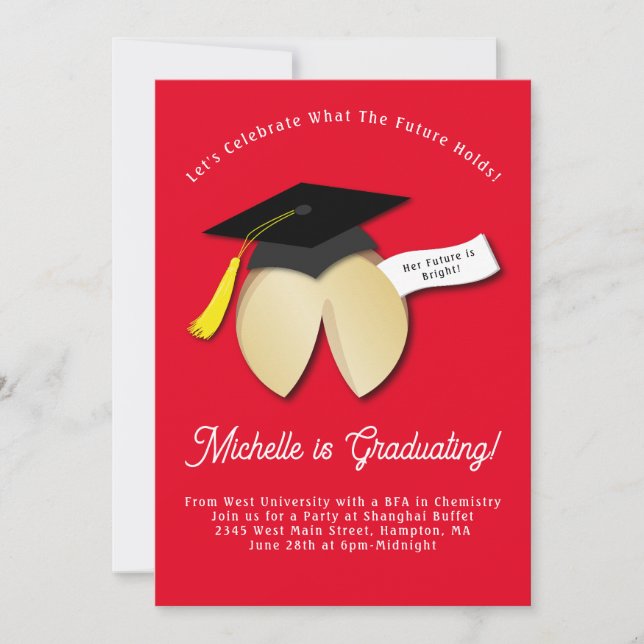 Fortune Cookie Graduation Party Invitation (Front)