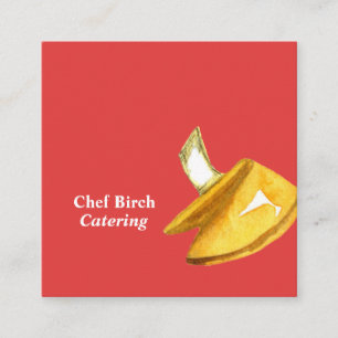 Fortune Cookies Cooking Red Square Business Card