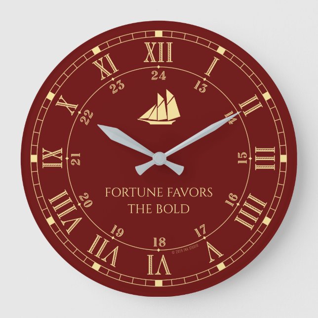 Fortune Favours The Bold Acrylic Wall Clock (Front)