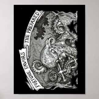 Fortune Favours The Prepared (Black Back) Poster