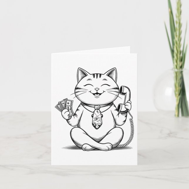 Fortune Kitty Meme Graphic Kawaii Maneki Neko Doll Card (Front)
