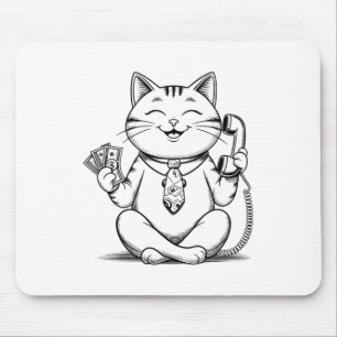 Fortune Kitty Meme Graphic Kawaii Maneki Neko Doll Mouse Pad