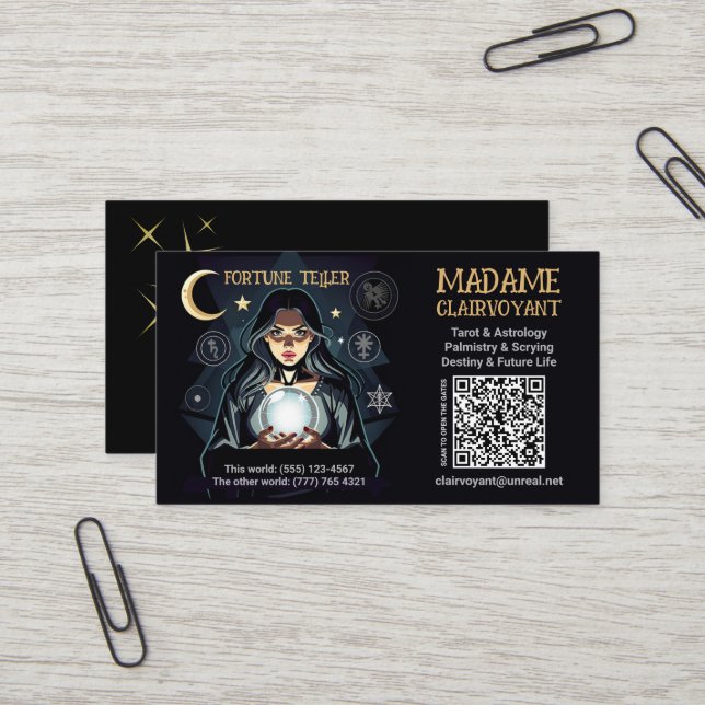 Fortune Teller Business Card (Front/Back In Situ)
