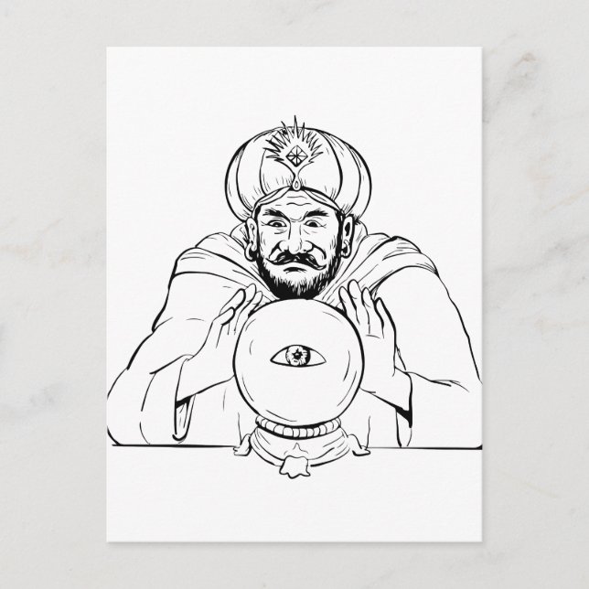 Fortune Teller Crystal Ball Drawing Postcard (Front)