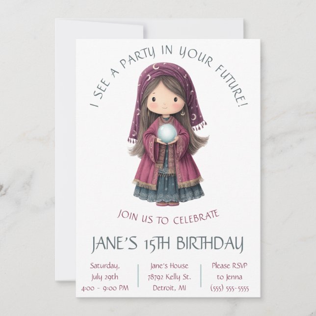 Fortune Teller, Crystal Ball, Kids' Birthday  Invitation (Front)