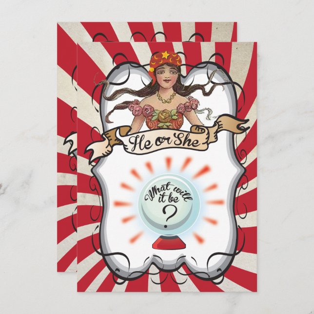 Fortune Teller Gypsy Gender Reveal Party Invites (Front/Back)