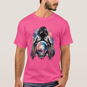 Fortune Teller With Cosmic Crystal Ball For Mystic T-Shirt