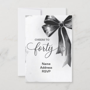 forty 40 birthday party invitation bow 