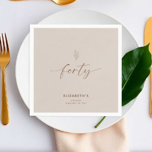 Forty 40th Birthday Elegant Minimal Napkin