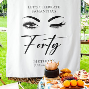 Forty 40th Birthday Party Backdrop Tapestry