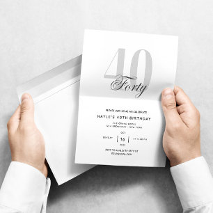 Forty - 40th Birthday Party Black & White Chic Invitation