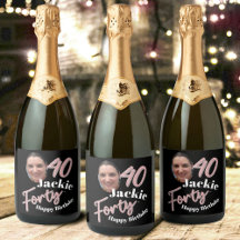 Forty 40th Birthday photo script rose pink