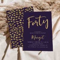 Forty 40th Birthday Purple Gold Patterned Back
