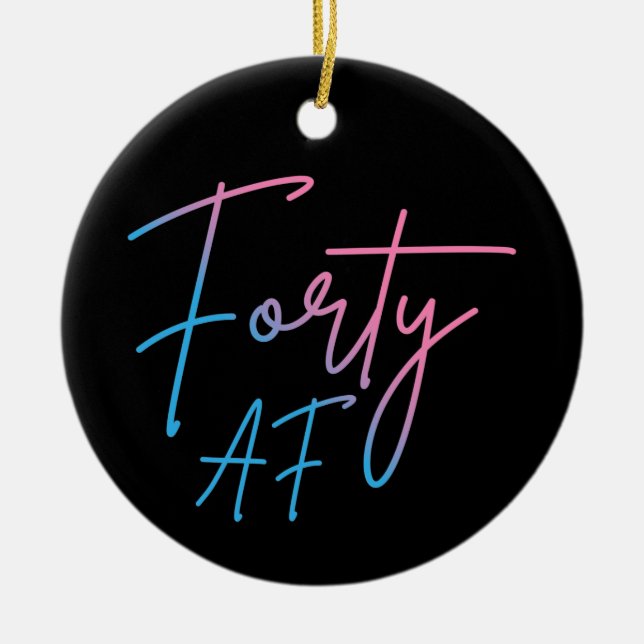 Forty AF II - Birthday Gift Ceramic Tree Decoration (Front)