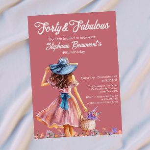 Forty and Fabulous Elegant Woman's 40th Birthday  Invitation