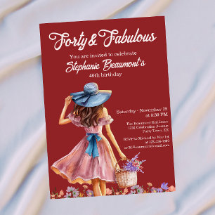 Forty and Fabulous Elegant Woman's 40th Birthday Invitation