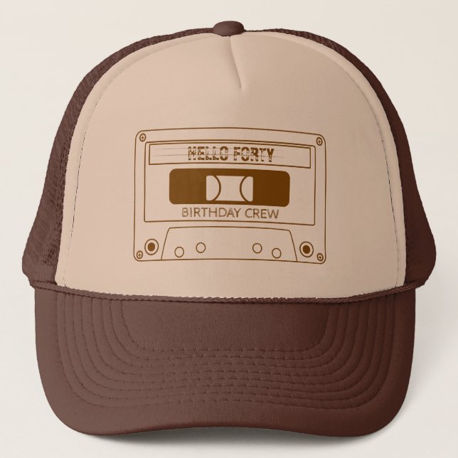 Forty Birthday Crew 1985 Cassette Birthday Family Trucker Hat (Front)