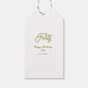 forty birthday name date blue green pastel trendy gift tags