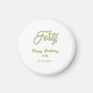 forty birthday name date blue green pastel trendy  magnet