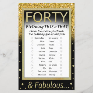 Forty Birthday This or That Game