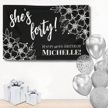 Forty Black White 40th Birthday Party Banner<br><div class="desc">Forty Black White 40th Birthday Party Banner: Make a statement at your event with this stylish 40th birthday banner. Featuring a sophisticated black background adorned with white flowers, this banner combines classic serif fonts and script typography to create a chic look. The text can be personalised to highlight the birthday...</div>