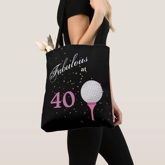 Forty Fabulous Golf Birthday Tote Bag (Close Up)