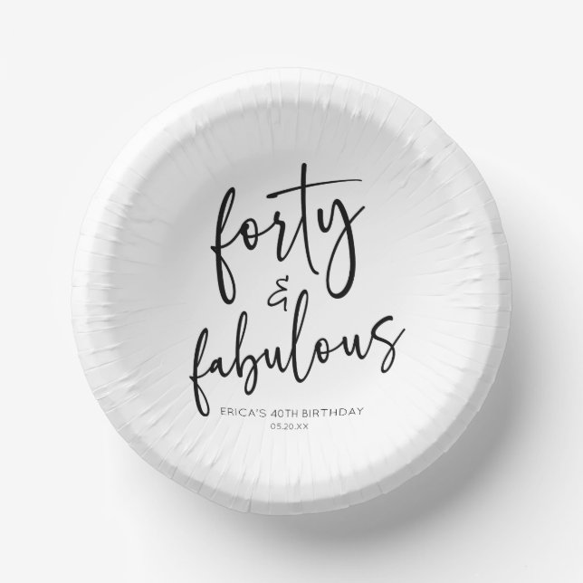 Forty & Fabulous Minimal 40th Birthday Party Paper Plate (Front)