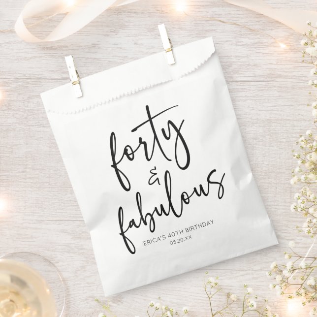 Forty & Fabulous Minimalist 40th Birthday Party Favour Bags (Clipped)