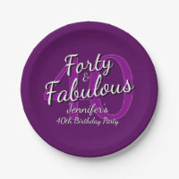 Forty & Fabulous Pink Purple 40th Birthday 7"