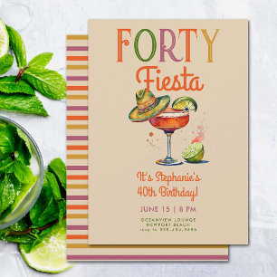 Forty Fiesta Colourful Margarita 40th Birthday Invitation