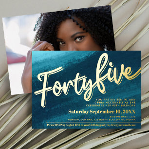 Forty five 45th Birthday aqua teal gold photo