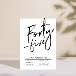 Forty Five   Modern 45th Birthday Party Invitation