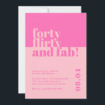 Forty, Flirty & Fab Pink 40th Birthday Invitation<br><div class="desc">Make your 40th birthday celebration an unforgettable affair with our "Forty, Flirty and Fab" Pink Birthday Invitation! This bold and stylish invitation perfectly captures the spirit of turning forty with its vibrant pink theme and modern typography. Our invitation design features a charming blend of elegance and playfulness, making it ideal...</div>