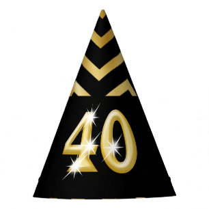 Forty fortieth birthday chevron stripe party hat