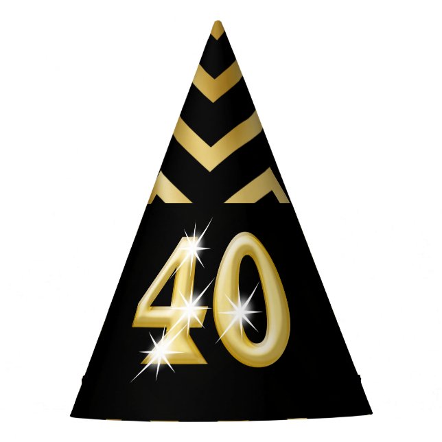 Forty fortieth birthday chevron stripe party hat (Front)