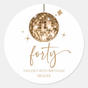 Forty Gold Disco Ball 40th Birthday Party Classic Round Sticker