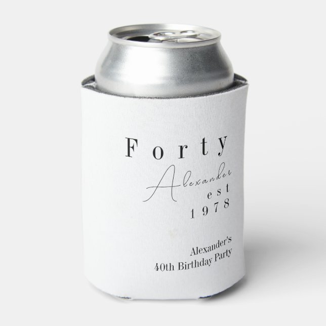 Forty Minimal 40th Birthday Party Favour Can Cooler (Can Front)