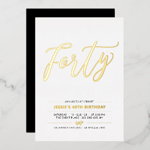 Forty Modern Gold & Black 40th Birthday Party