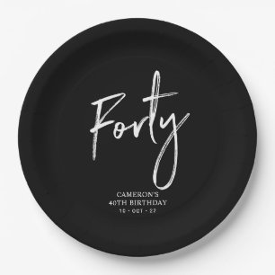 Forty Modern Lettering 40th birthday Paper Plates