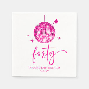 Forty Pink Disco Ball 40th Birthday Party Napkin