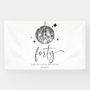 Forty Silver Disco Ball 40th Birthday Party Banner