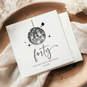 Forty Silver Disco Ball 40th Birthday Party Napkin